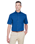 harriton m500s men's easy blend™ short-sleeve twill shirt with stain-release Back Thumbnail