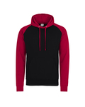 Just Hoods By AWDis JHA009 Adult 80/20 Midweight Contrast Baseball Hooded Sweatshirt Front Thumbnail