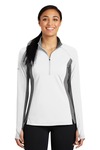 Sport-Tek LST854 Ladies Sport-Wick ® Stretch Contrast 1/2-Zip Pullover Front Thumbnail