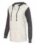 mv sport w20145 women’s french terry hooded pullover with colorblocked sleeves Side Thumbnail