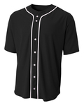a4 n4184 shorts sleeve full button baseball top Front Thumbnail