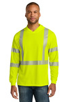 CornerStone CS208 ANSI 107 Class 3 Long Sleeve Segmented Tape Hooded Tee Front Thumbnail