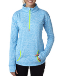 j america ja8617 ladies' cosmic fleece quarter-zip Front Thumbnail