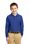 port authority y500ls youth long sleeve silk touch™ polo Front Thumbnail