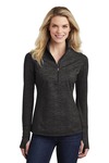 Sport-Tek LST855 Ladies Sport-Wick ® Stretch Reflective Heather 1/2-Zip Pullover Front Thumbnail