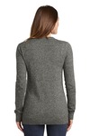 port authority lsw415 ladies marled cardigan sweater Back Thumbnail