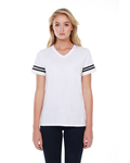 startee st1433 ladies' 4.3 oz., cvc striped varsity t-shirt Front Thumbnail