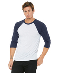 Bella + Canvas 3200 Unisex 3/4-Sleeve Baseball T-Shirt Front Thumbnail