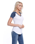 startee st1432 ladies' cvc varsity v-neck t-shirt Side Thumbnail