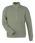 j america 8732ja unisex pigment dyed fleece quarter-zip Front Thumbnail