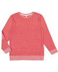 lat 6965 adult harborside melange french terry crewneck with elbow patches Front Thumbnail