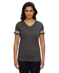 LAT 3537 Women's Football V-Neck Fine Jersey Tee Front Thumbnail
