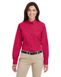 harriton m581w ladies' foundation 100% cotton long-sleeve twill shirt with teflon™ Front Thumbnail