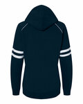 j america 8645 ladies' varsity pullover hooded sweatshirt Back Thumbnail