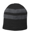 port & company c922 fleece-lined striped beanie cap Front Thumbnail