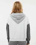 mv sport w23716 women's sueded fleece colorblocked crop hooded sweatshirt Back Thumbnail