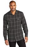 port authority w672 long sleeve ombre plaid shirt Front Thumbnail