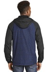 sport-tek jst40 heather colorblock raglan hooded wind jacket Back Thumbnail