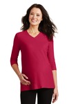 port authority l561m ladies silk touch™ maternity 3/4-sleeve v-neck shirt Front Thumbnail