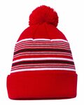 sportsman sp60 12" striped pom-pom knit beanie Front Thumbnail