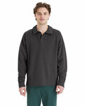 ComfortWash by Hanes GDH490 Unisex Garment Dye Polo Collar Sweatshirt Front Thumbnail