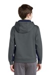 sport-tek yst235 youth sport-wick ® fleece colorblock hooded pullover Back Thumbnail