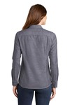 port authority lw380 ladies slub chambray shirt Back Thumbnail