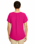 devon & jones dp612w ladies' perfect fit™  short-sleeve crepe blouse Back Thumbnail