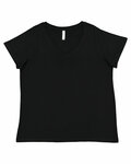 lat 3817 curvy collection women's fine jersey v-neck tee Front Thumbnail