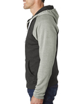 j america ja8874 adult triblend colorblock full-zip fleece hood Side Thumbnail