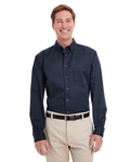 harriton m581t men's  tall foundation 100% cotton long-sleeve twill shirt with teflon™ Front Thumbnail