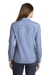 port authority lw380 ladies slub chambray shirt Back Thumbnail