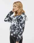 MV Sport W23718 Women's Sueded Fleece Tie-Dyed Crop Hooded Sweatshirt Side Thumbnail