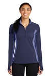 Sport-Tek LST854 Ladies Sport-Wick ® Stretch Contrast 1/2-Zip Pullover Front Thumbnail