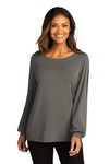 port authority lk5600 ladies luxe knit jewel neck top Front Thumbnail