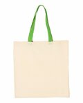 Q-Tees QTB6000 Economical Tote with Contrast-Color Handles Front Thumbnail