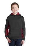 sport-tek yst239 youth sport-wick ® camohex fleece colorblock hooded pullover Front Thumbnail