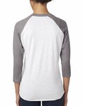 Next Level 6051 Unisex Tri-Blend 3/4-Sleeve Raglan T-Shirt Back Thumbnail