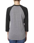 next level 6051 unisex tri-blend 3/4-sleeve raglan t-shirt Back Thumbnail