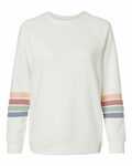 mv sport w23152 women's striped sleeves crewneck sweatshirt Front Thumbnail