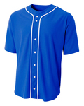 A4 N4184 Shorts Sleeve Full Button Baseball Top Front Thumbnail