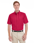 harriton m582 men's foundation 100% cotton short-sleeve twill shirt with teflon™ Back Thumbnail