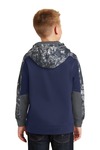 sport-tek yst231 youth sport-wick ® mineral freeze fleece colorblock hooded pullover Back Thumbnail