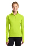 sport-tek lst850 ladies sport-wick ® stretch 1/4-zip pullover Front Thumbnail