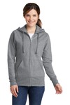 port & company lpc78zh ladies core fleece full-zip hooded sweatshirt Front Thumbnail