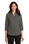 port authority l665 ladies 3/4-sleeve superpro ™ twill shirt Front Thumbnail
