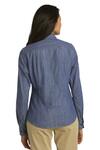 port authority l652 ladies patch pockets denim shirt Back Thumbnail