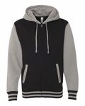 independent trading co. ind45uvz unisex varsity full-zip hooded sweatshirt Front Thumbnail
