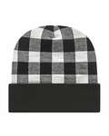 CAP AMERICA RKP12 USA-Made Plaid Beanie Front Thumbnail
