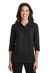 port authority l562 ladies silk touch™ 3/4-sleeve polo Front Thumbnail